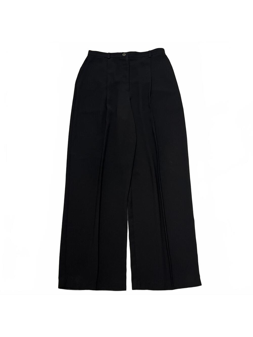 Vintage 80s Sz 9 Black High Rise Pleated Dress Pants Flowy Lightweight Pants